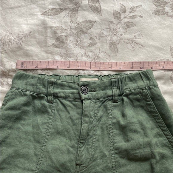 Anthropologie Pilcro Slim Linen Cargo Beach Pants XS Olive Green Baggy Relaxed - Picture 7 of 9